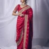 Red Jacquard Banarasi Saree With All Over Embroidery 1