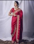 Red Jacquard Banarasi Saree With All Over Embroidery 1