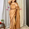 Golden Brown Saree with hand embroidered blouse 1