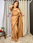 Golden Brown Saree with hand embroidered blouse 1