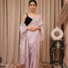 Hazel purple tissue saree with velvet blouse 1