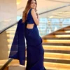 Navy Blue Pleated Saree 1