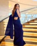 Navy Blue Pleated Saree 1