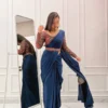 Navy Blue Satin Drape 1