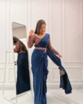 Navy Blue Satin Drape 1