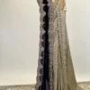 Pure gold tissue saree with velvet shawl 1