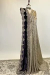 Pure gold tissue saree with velvet shawl 1