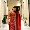 Rust orange sharara set with straps 1