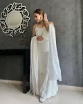 White Obbroidered Sharara Set