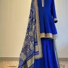 Royal blue sharara set with bandhej duppatta 1