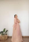 Blush pink luckwoni lehenga with hand embroidered dupatta 1