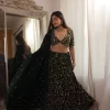 Green Velvet Lehenga 1