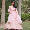 Pink tissue lehenga 1