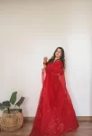 Red mirror lehenga with hand embroidered mirror dupatta 1