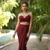 Maroon dhoti set with cape 1