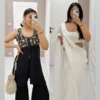 Black short slit kurti with sharara + Ivory uppada silk saree with embellished blouse