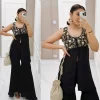 Black Slit Embroidered Short Kurti With Sharara 1