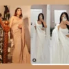 Champagne sequin saree + Ivory saree with stiched blouse