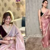 Pink tissue+orchid purple tissue saree