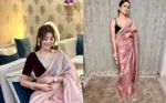 Pink tissue+orchid purple tissue saree