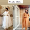White anarkali suit + Light brown anarkali suit