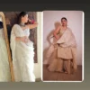White floral embroidered saree + Chanderi sharara set