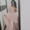 Baby Pink Sequin Georgette Saree 1