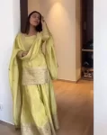 Lemon yellow tissue sharara set 1