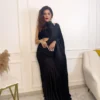 Black Ruffle Pleated Saree