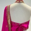 Rani pink silk saree with hand embroidered blouse 2