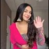Embroidered blouse with pink ruffle saree 2