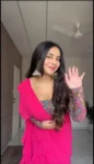 Embroidered blouse with pink ruffle saree 2