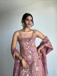 Mauve tissue sharara set 4