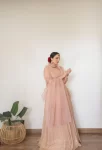 Blush pink luckwoni lehenga with hand embroidered dupatta 2
