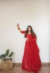 Red mirror lehenga with hand embroidered mirror dupatta 4