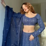 Royal blue lucknowi lehenga price 5