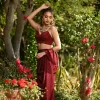 Maroon dhoti set with cape 2
