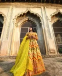 Yellow Embroidered Lehenga 4