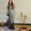 Black And Grey Pleated Saree 2