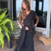 Black Ruffle Saree With Embroidered Blouse 2