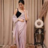 Hazel purple tissue saree with velvet blouse 2