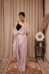 Hazel purple tissue saree with velvet blouse 2