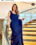 Navy Blue Pleated Saree 3