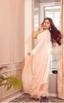 Peach Uppada Silk Saree With Scalloped Edges And Hand Embroidered Blouse 5