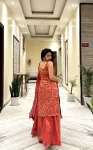 Rust orange sharara set with straps 2
