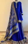 Royal blue sharara set with bandhej duppatta 3