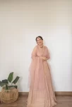 Blush pink luckwoni lehenga with hand embroidered dupatta 3