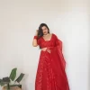 Red mirror lehenga with hand embroidered mirror dupatta 2