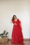 Red mirror lehenga with hand embroidered mirror dupatta 2