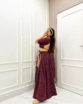 Wine embroidered lehenga 2